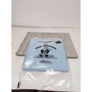 New Crib Critters Knit Twin Sheet Hugger Top Sheet 100% Cotton - USA LightBlue